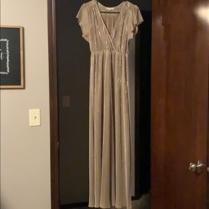 Baltic Born Athena Gold Pleated Maxi Dress